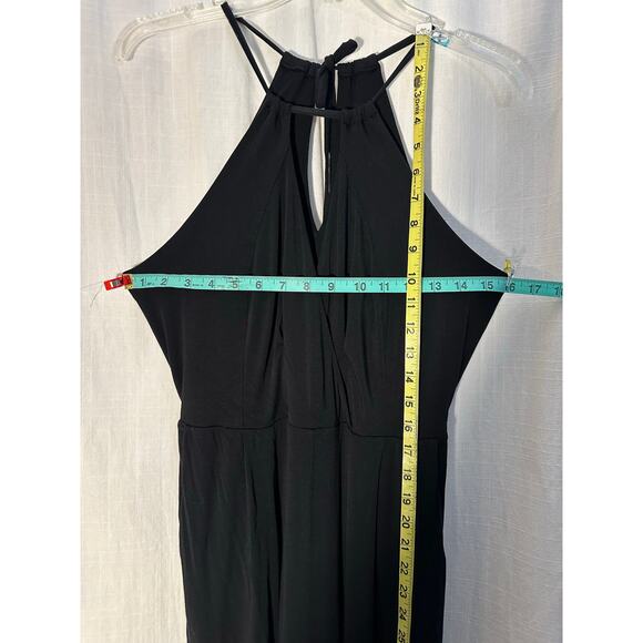 Anthropologie Maeve Corinna Halter Belted Black Jumpsuit Wide Leg Pockets XS - Picture 9 of 10